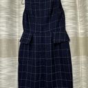 DKNY  Peplum Blue Windowpane Tweed Sheath Dress Sz 8 Photo 0