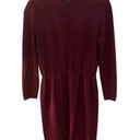 St. John  Marie Gray Burgundy Santana Knit Midi Dress Shoulder Buttons Size 6 Photo 2