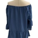 Candie's  Women’s Size  XL Off The Shoulders Embroidered  Blue Blouse Photo 3