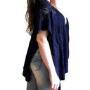 New York And Company  Poncho Top Navy Crochet Knit Lagenlook Boho Beach Cover Up Photo 4