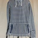 J.Crew  Navy and White Striped Cotton Hoodie Women’s size Medium Photo 3