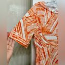 Peck & Peck  Women's Orange & White Boat Neck Short Sleeve Stretch Blouse Shirt L Photo 3