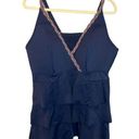 Cacique  Women's Size 24w Swim Tankini Top Tiered Ruffles Blue Photo 0