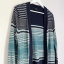 Talbots Women’s Striped Open Front Cardigan Sweater Shimmer Blue Size Medium Photo 2