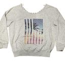 PINK - Victoria's Secret PINK Victoria Secret Off Shoulder Sweatshirt size M Gray Palm Trees Flag Photo 0