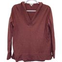 Garnet Hill  Women's Light Burgundy Hoodie V-Neck Sweatshirt Size XS Photo 0