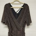 Torrid  Black Gold Glitter Knit Surplice Belted Cropped Jumpsuit Romper 1X Photo 4