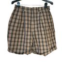 Bermuda Vintage Bogner Plaid Pleated Roll Cuff Mom  High Rise Shorts Tan Photo 1