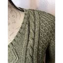 Cabela's  Thick Cable Knit Long Sleeve V Neck Sweater Women’s XSmall Green Cotton Photo 3