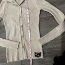 Madhappy  Oatmeal Ribbed Knit Collared Long Sleeve Cardigan Sweater Size Small Photo 7