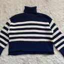 Madewell Sweater Wide Rib Turtleneck Chunky Knit Classic Indigo Stripe S NWT New Photo 3