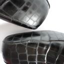 Via Spiga  90s Vintage Black Croc-Embossed Square Toe Leather Heeled Loafers Photo 9