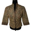 Coldwater Creek Vintage  Tweed Jacket Brown Green Gold Floral Blazer Womens Sz P4 Photo 8