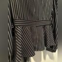 fab'rik NWT Fab’rik black with silver stripe wrap blouse 
Size S Puff long sleeve Photo 5