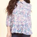 Modcloth  Lavender Purple Floral Chiffon Peplum Top Boho Cottagecore Sheer Size M Photo 0