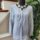 Just living  Women's Solid Gray Polyester Henley Neck Long Sleeve Casual Shirt S Photo 0