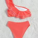 SheIn Watermelon ruffle trim bikini set one shoulder Photo 1