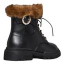 Shoedazzle  Kleio Combat Boots Faux Fur Trim Chunky Lug Sole Black Photo 10