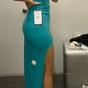 Emerald Sundae Teal Slit Wrap Dress Photo 1