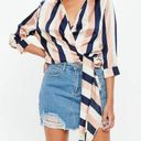 Missguided  Wrap Tie Side Chunky Stripe Blouse Top Photo 0