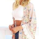 Saved by the Dress Floral Kimono Robe Duster Taupe Tan Size Large Cover Up Boutique Photo 6