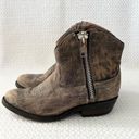 5/48 Lauralee Taupe Brown Distressed Leather Stitch Western Cowboy Ankle Boot 36 Photo 5