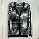 Isaac Mizrahi  Live Black Gingham Checked Plaid Cardigan Sweater Medium Photo 2