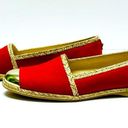 Stuart Weitzman  Red Suede Metallic Cap Toe Slip-ons Flat Loafers Shoes Sz 7 NIB Photo 3