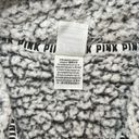 PINK - Victoria's Secret Victoria’s Secret PINK Women’s Pullover 1/4 Zip Gray Sherpa Jacket Size Small Photo 6