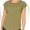 DKNY  Fatigue Green Crew Neck Zip-Shoulder T-Shirt, Size Medium, New with Tag $59 Photo 0