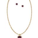 Charter Club  Pave & Purple Stone Necklace & Stud Earrings Set in Gold-Tone NWT Photo 0