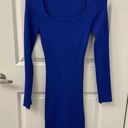 fab'rik Blue Long Sleeve Ribbed Dress Photo 0