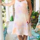 Boutique NWT  Peach & Purple Tie Dye Slip Dress Medium Lacey Satin Slinky Midi Photo 11