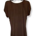 August Silk Womens Blouse Brown Embellished Short Sleeve Scoop Neck Stretch L Photo 4