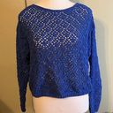 The Moon  & Madison loose knit bright blue cropped soft sweater Photo 0