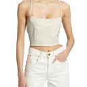 Good American  Vacay Strappy Halter Top in Bone Faux Leather Size 1 (Small) NEW Photo 0