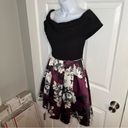 Betsy and Adam  Formal Dress Off the Shoulder Fit and Flare Black Burgundy 2 Photo 6