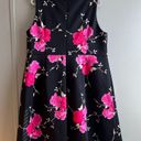 Betsey Johnson  Black Pink Floral Swing Dress A Line Sleeveless - Size 16 Wide Photo 2