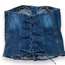 Tripp NYC  Denim Crop Top Corset Strapless Hook Lace Up Medium Wash Plus Size Photo 1