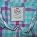 SO Blue Purple Plaid Check  Button Front 3/4 Sleeve Cotton Shirt. Size XL. Photo 6