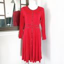 cupio  Dress Red Crepe Midi Long Sleeve Size L NWT Photo 1