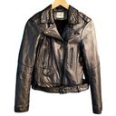 Parker  Moto Metallic Leather Jacket Zipper Collared Pewter Large Fits Small EUC Photo 0