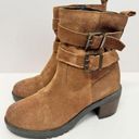 Krass&co Vintage Foundry . Boots Size 7 Tan Leather Round Toe Block Heel Buckle Detail Photo 1