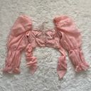 For Love & Lemons  Blouse Hampton Crop Top Long Puff Sleeve Cropped in Rose XS Photo 3