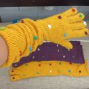 Yellow Long Wool Polka Dot Gloves Photo 7