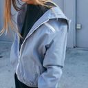 Brandy Melville JOHN GALT  BLUE WINDBREAKER WITH HOODIE AND WHITE ZIPPER O/S Photo 0