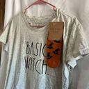 Rae Dunn  Basic Witch T-Shirt With Witch Hat Ankle Socks Woman’s Size Small NEW Photo 1