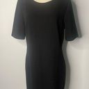 Mario Serrani  Italy Dress MEDIUM Black Ribbed Scoop Neck Shift Short Sleeve Photo 2