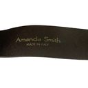 Amanda Smith Vtg  genuine leather chocolate brown cowgirl belt metal buckle Sz L Photo 4