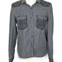 The Kooples  Gray Denim Button Down Shirt, EUC, Size Small, MSRP $228 Photo 0